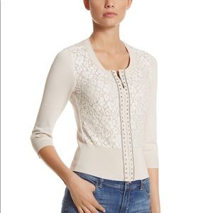 White House Black Market Lace Zip Cardigan Cream S